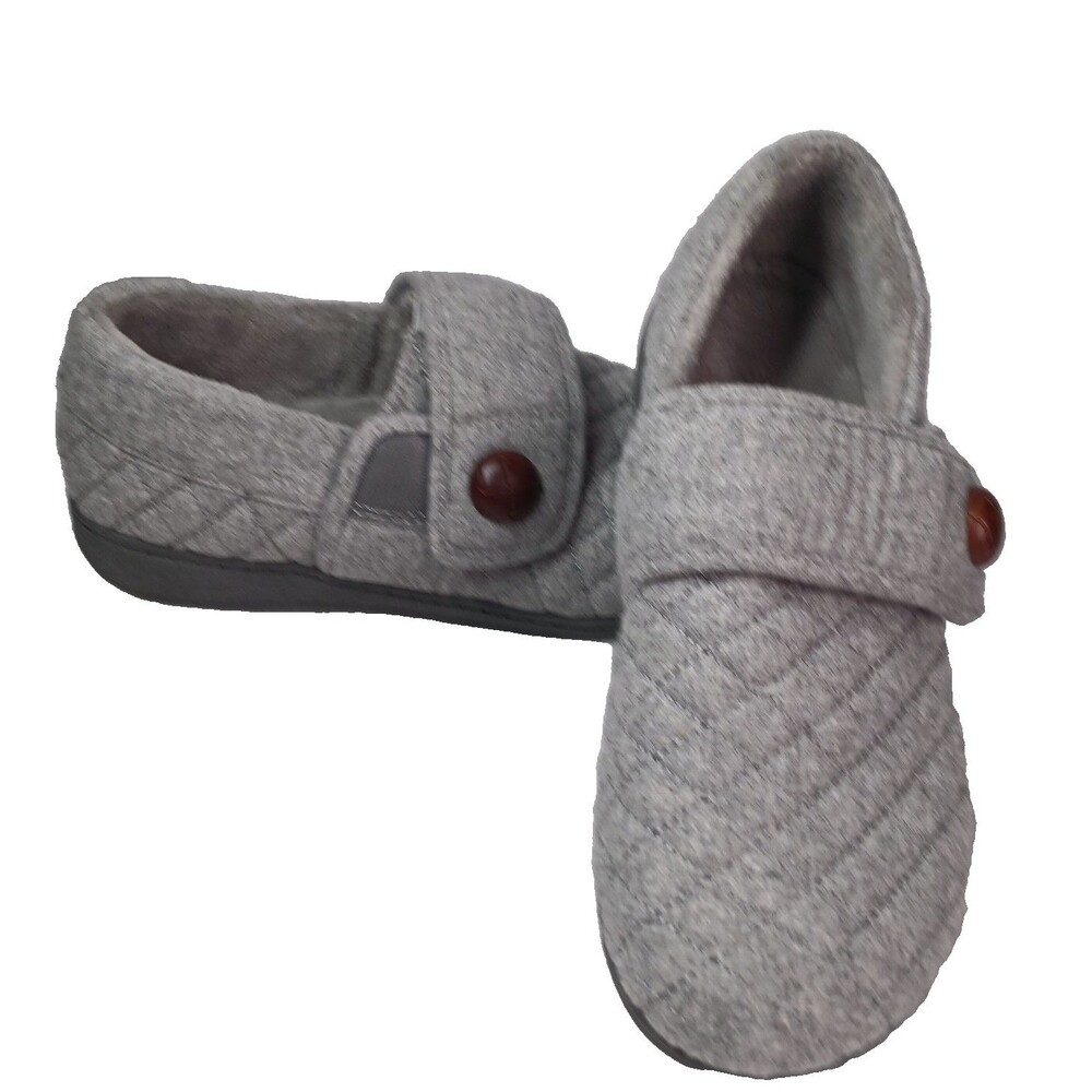 Vionic Jackie Adjustable Hook and Loop Gray Quilted Pattern Orthotic Size 8